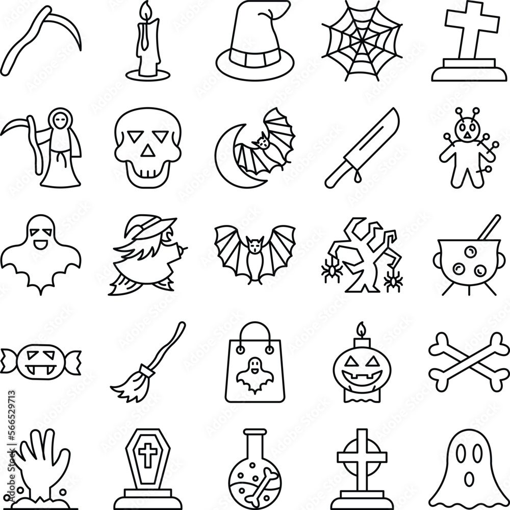 Halloween icons set, Halloween vector icons, Halloween set, Halloween