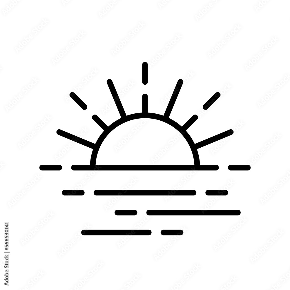 Sunset black icon. Line vector element on white background. Best for mobile apps and web design. Sunset black icon. Line vector element on white background. Best for mobile apps and web design.