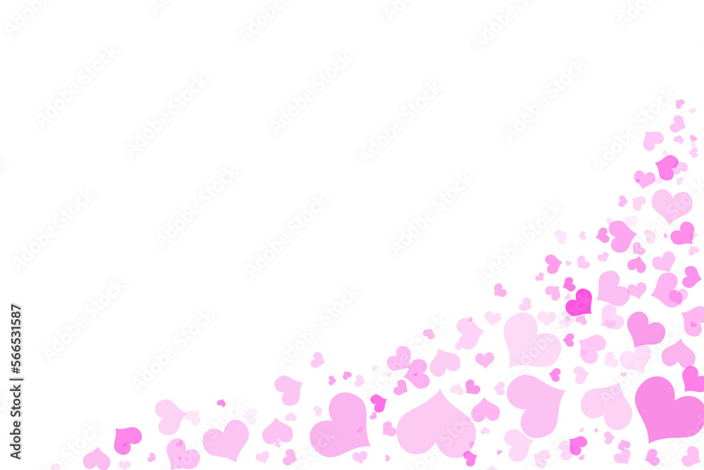 Valentine transparent background with red and pink heart confetti falling. PNG image