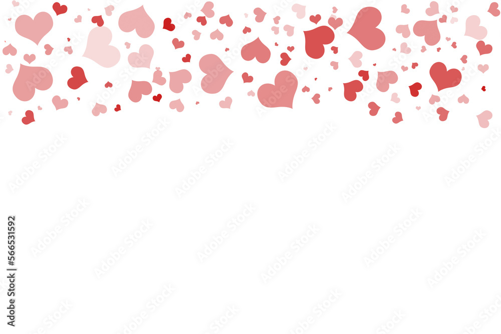 Valentine transparent background with red and pink heart confetti falling. PNG image Valentine transparent background with red and pink heart confetti falling. PNG image