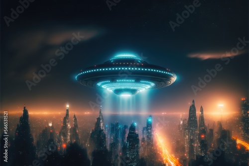 ufo over the city made with generative ai