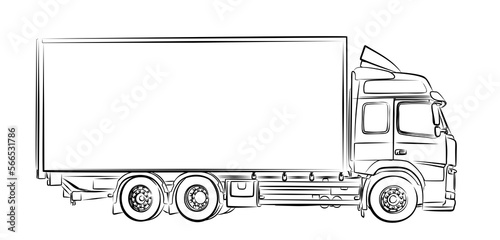 The sketch of a big truck.