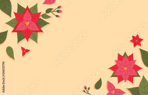 Red Poinsettia Flower Background