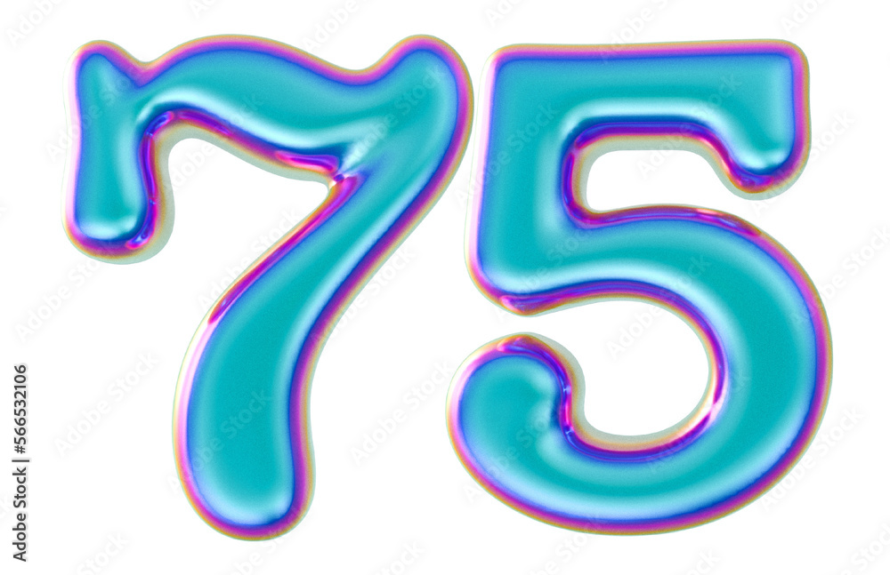3D Modern Number 75 Generative AI 3D Modern Number 75 Generative AI