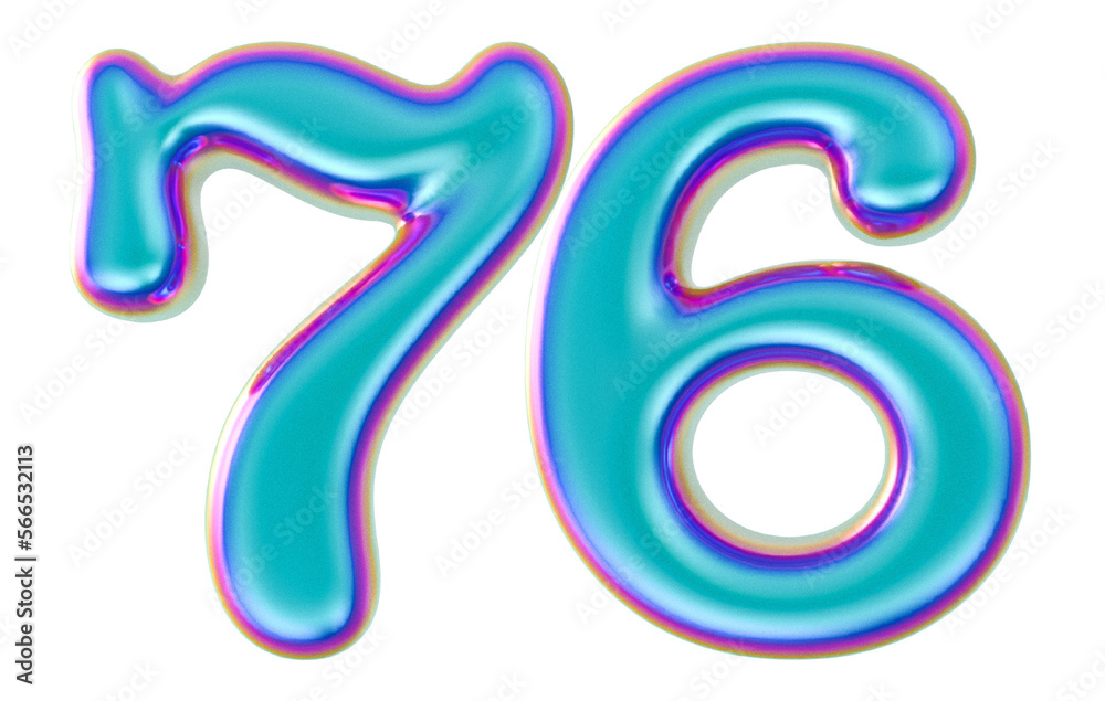 3D Modern Number 76 Generative AI 3D Modern Number 76 Generative AI