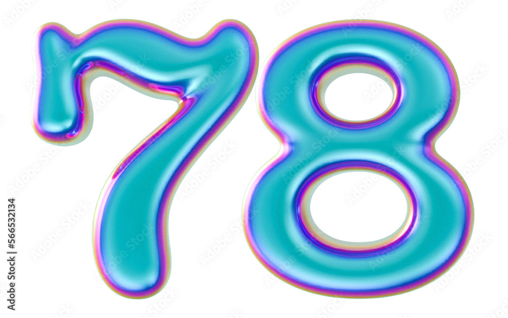 Obraz premium 3D Modern Number 78 Generative AI