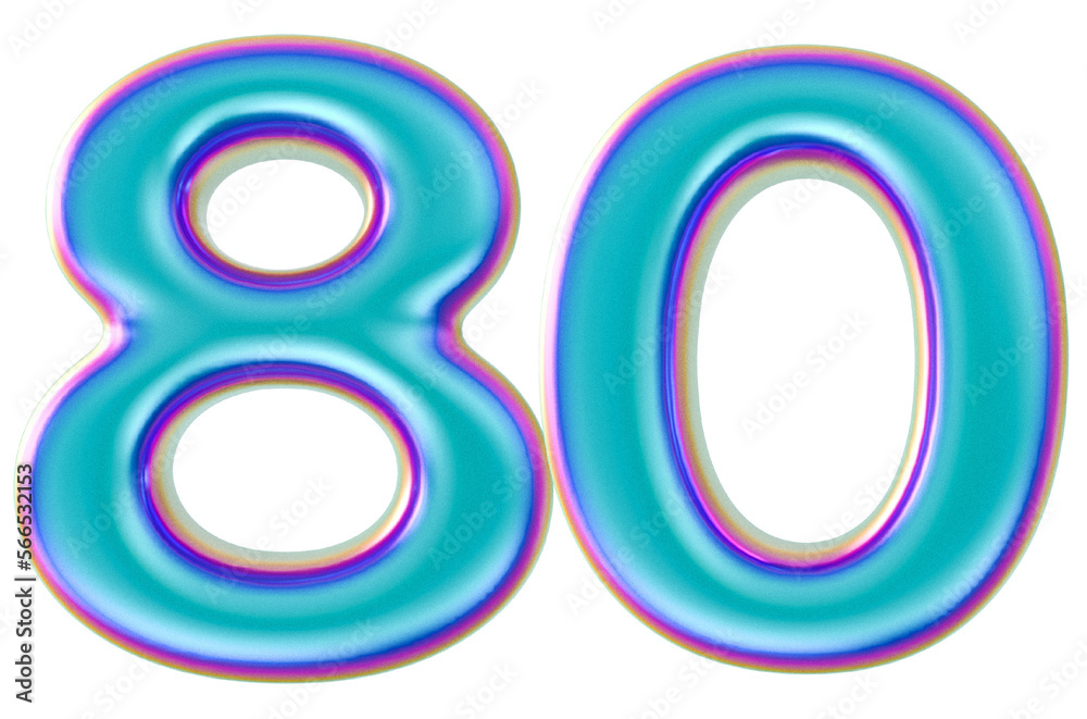 3D Modern Number 80 Generative AI 3D Modern Number 80 Generative AI