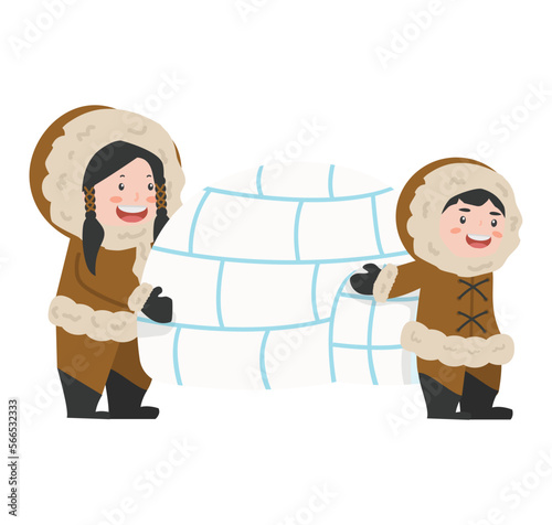 Eskimo Happy move house cartoon