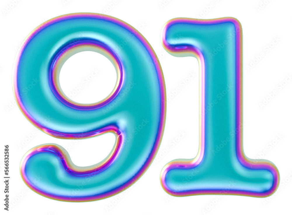 3D Modern Number 91 Generative AI