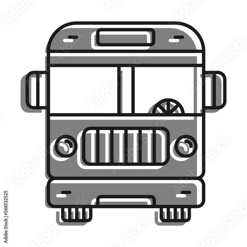 American School Bus. September 1 Is Beginning Of School Year. Linear filled with gray color icon. Simple black and white vector