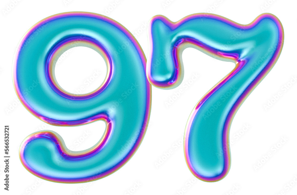 3D Modern Number 97 Generative AI 3D Modern Number 97 Generative AI