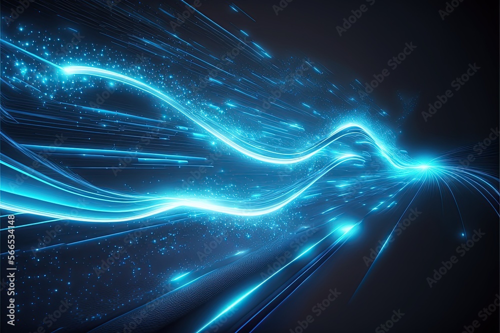 Blue technology background with energy stream. Generative AI Blue technology background with energy stream. Generative AI