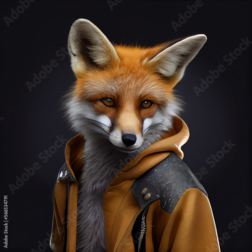 Wallpaper Mural Fox dressed as a human, Generative AI Torontodigital.ca