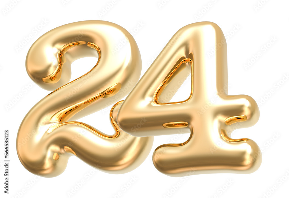 3D Gold Modern Number 24 3D Gold Modern Number 24