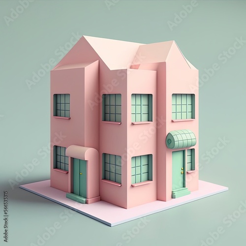 modern house with roof in 3Dlike style photo