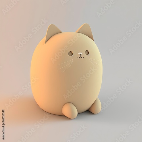 simplified cat illustration in a minimalist 3Dlike style photo