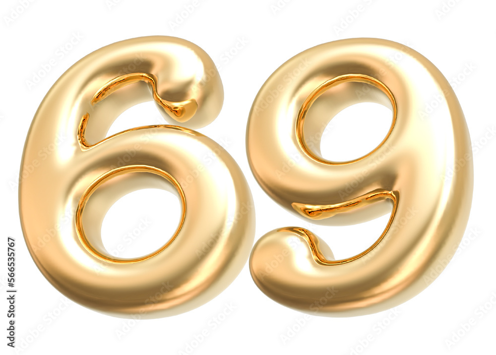 3D Gold Modern Number 69