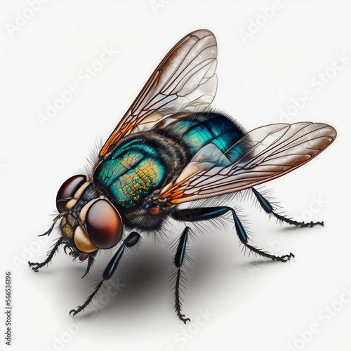 colored fly on white background