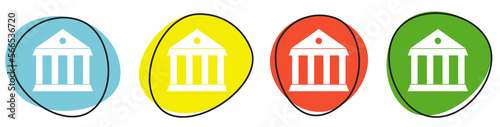 Banner mit 4 bunten Buttons: Rathaus, Universität, Tempel oder Sehenswürdigkeit photo