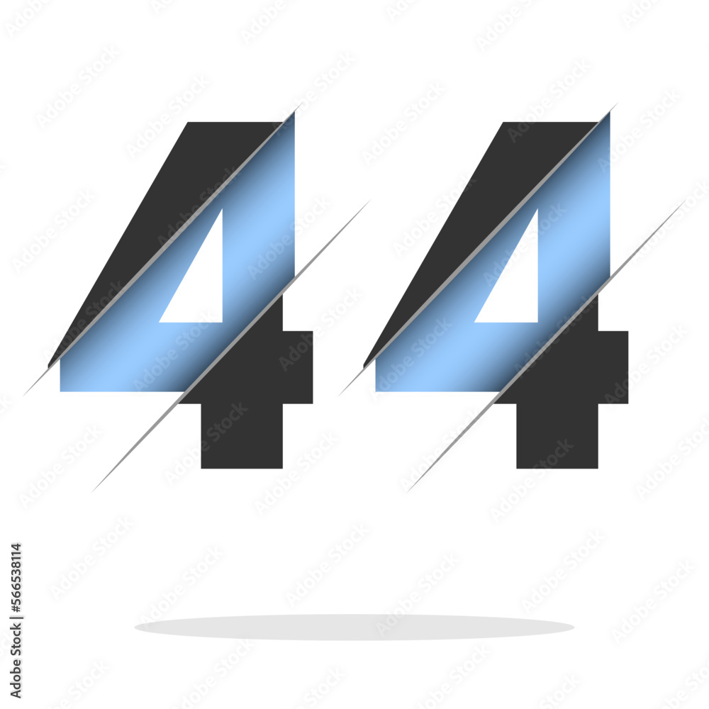 44 number, 3d cut design. Icon for celebration design. Vector typography. Creative black design. Vector texture. 44 number, 3d cut design. Icon for celebration design. Vector typography. Creative black design. Vector texture.