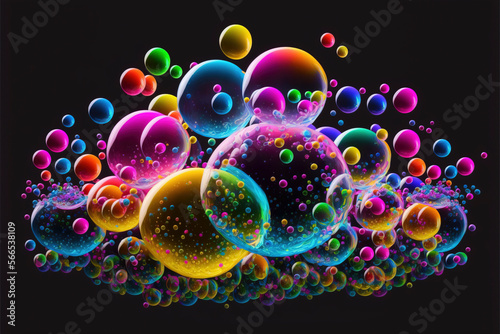 Bubbles Happy Holy colorful background. Festival of colors, colorful rainbow holi paint color powder explosion isolated white wide panorama background.