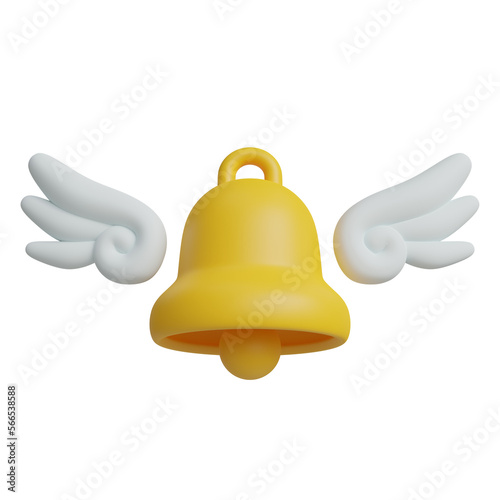 3D rendering. winged bell on a white background.