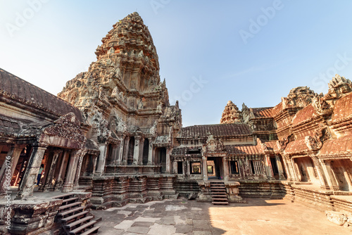 Upper gallery of Temple Mountain of Angkor Wat photo