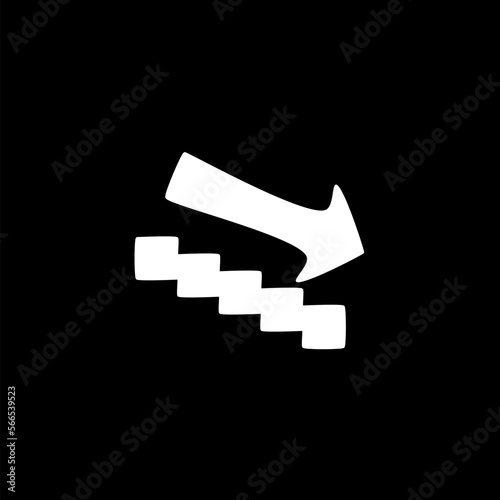 Hand drawn simple arrows icon isolated on black background.