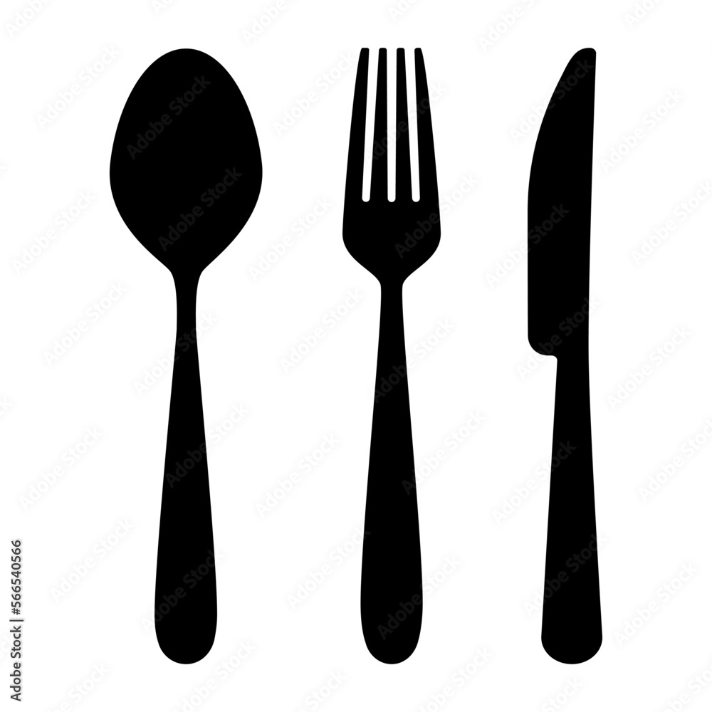 Set of kitchen accessories - spoon, fork, knife. Vector illustration isolated on white background Set of kitchen accessories - spoon, fork, knife. Vector illustration isolated on white background