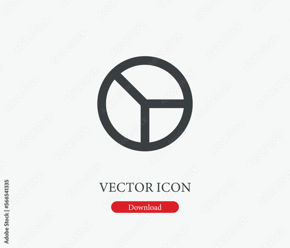 Pie chart vector icon. Editable stroke. Symbol in Line Art Style for Design, Presentation, Website or Mobile Apps Elements, Logo.  Pie chart symbol illustration. Pixel vector graphics - Vector