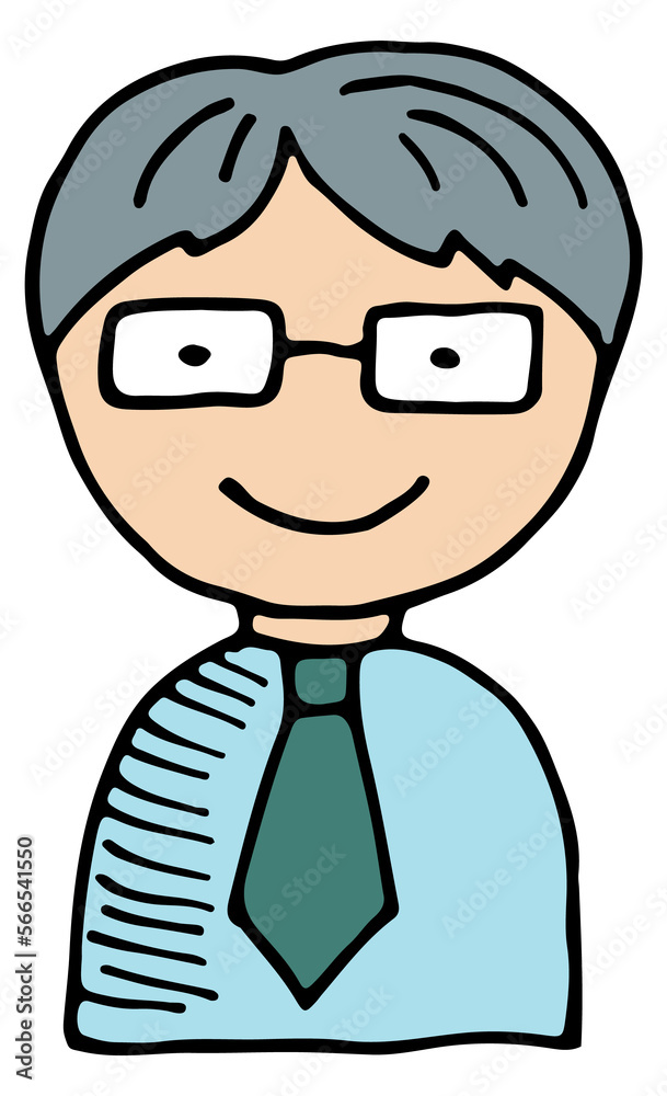 Businessman doodle icon. Cute man in glasses color sketch Businessman doodle icon. Cute man in glasses color sketch