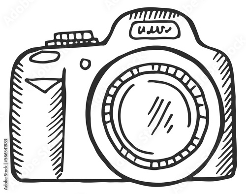 Photo camera icon. Hand drawn shooting phtography tool photo