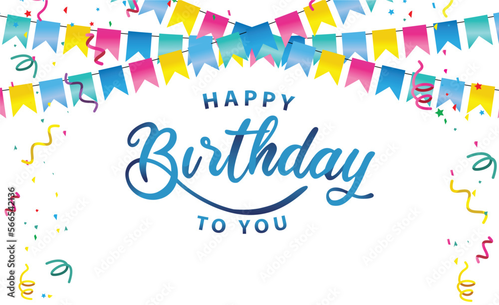 Happy birthday vector transparent background. colorful happy birthday border frame with confetti
