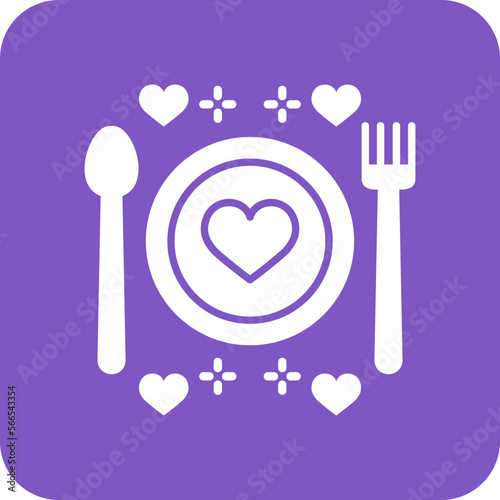 Dinner Multicolor Round Corner Glyph Inverted Icon