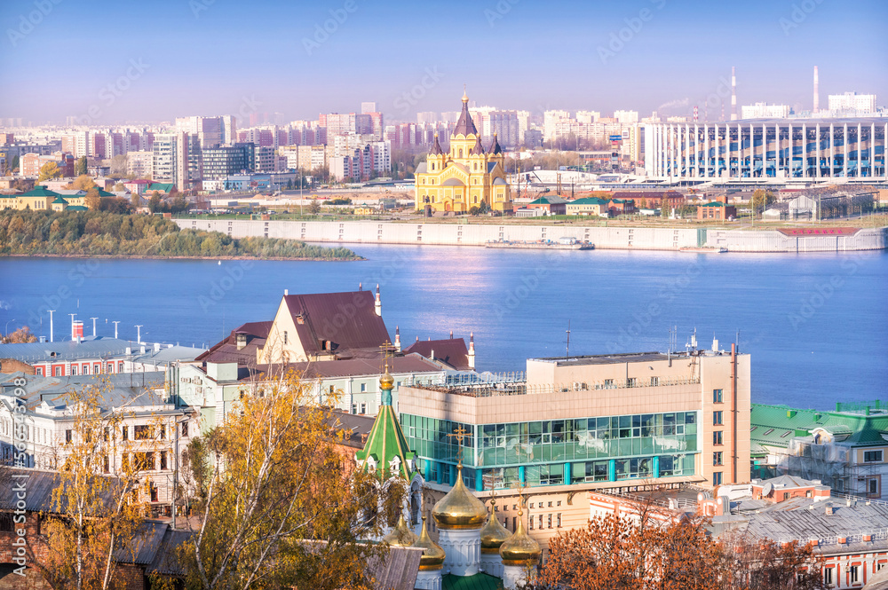 Oka River, Alexander Nevsky Cathedral and Baptist Church, Nizhny Novgorod Kremlin, Nizhny Novgorod