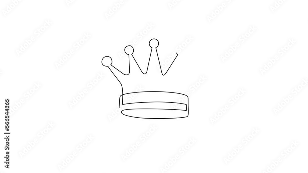 Self drawing animation of single line draw heraldic symbols, royal crown, crown for coat of arms and blazons. Royal, luxury, first class sign. Winner award. Continuous line draw. Full length animated