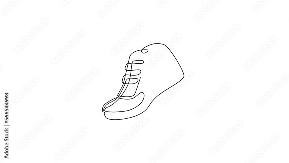 Animated self drawing of continuous line draw running shoes, fitness, gym sign, linear pattern. Fitness sneakers shoes for training, running shoe. Sport shoes set. Full length single line animation Animated self drawing of continuous line draw running shoes, fitness, gym sign, linear pattern. Fitness sneakers shoes for training, running shoe. Sport shoes set. Full length single line animation