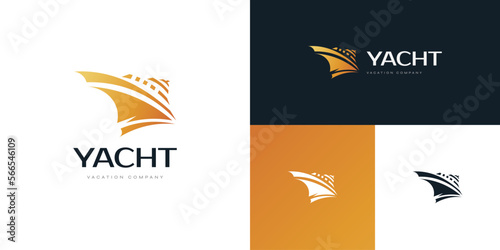 Luxury and Elegant Yacht Logo Design. Cruise, Ship Logo for Travel and Tourism Industry Logo
