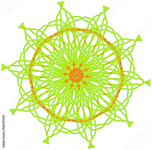 Volumetric mandala of the color of rebirth, life. Isolated on transparent. png format.	