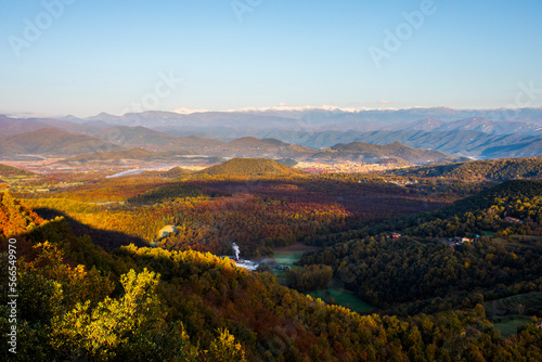 Autumn sunrise in the top of mountain in La Garrotxa  Spain