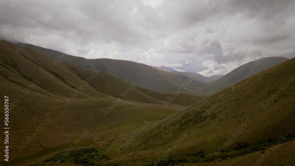 Gloomy, overcast day over breathtaking mountain scenery in New Zealand. Aerial dolly-in Gloomy, overcast day over breathtaking mountain scenery in New Zealand. Aerial dolly-in