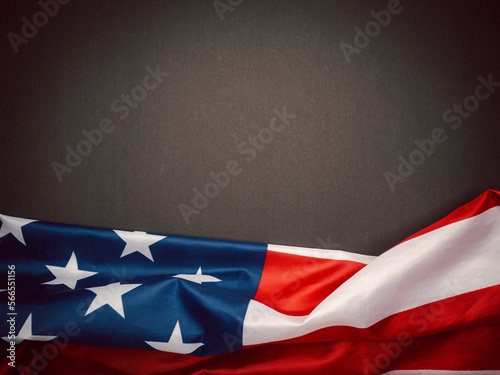 Part of the American flag is on a black background with copy space for text