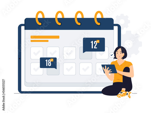 Appointment date on planner calendar, schedule planning and organization of tasks, time management concept illustration