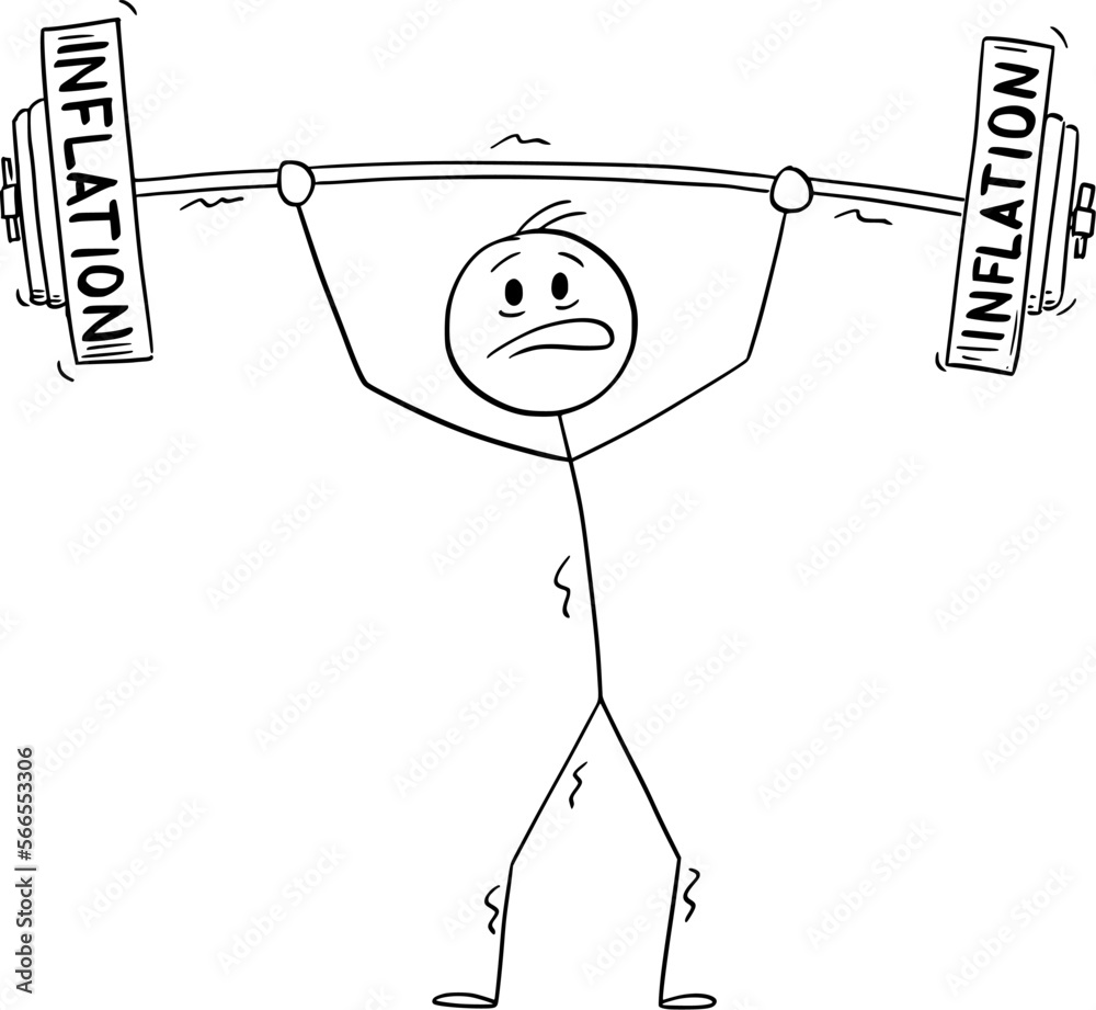 Person Holding Inflation Weight , Vector Cartoon Stick Figure ...