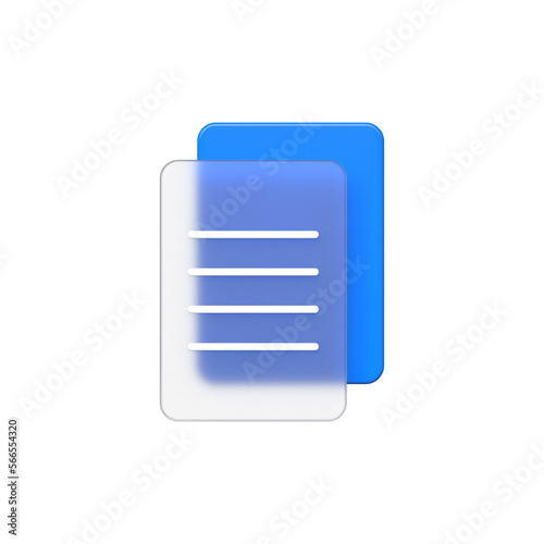 File document glass icon 3d render isolated