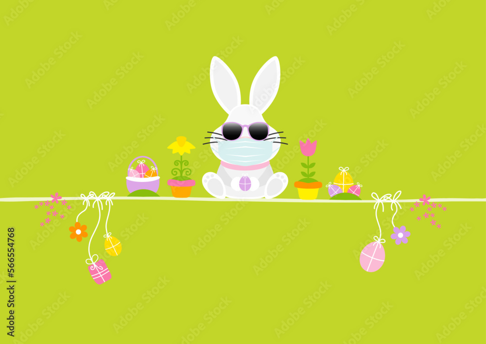 Weißer Osterhase Maske Sonnenbrille & Icons Grün Weißer Osterhase Maske Sonnenbrille & Icons Grün