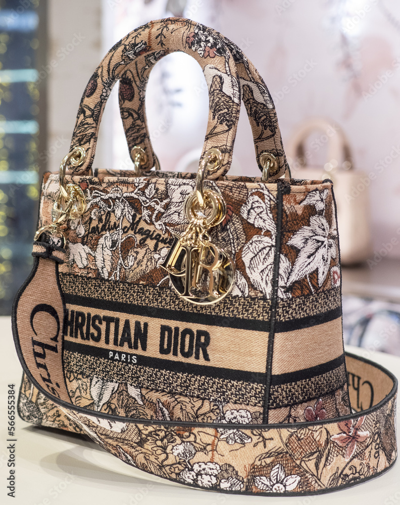 Christian Dior's lady D bag with pink embroidery Jardin Magique