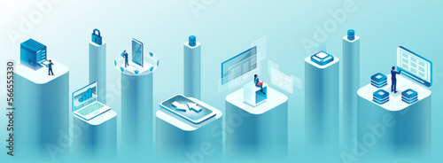 vector of digital technology, big data analysis and computer secured network