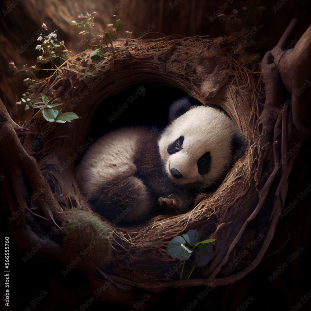 Premium Vector  Cute panda bear cartoon sleep on bamboo good night kawaii  animal