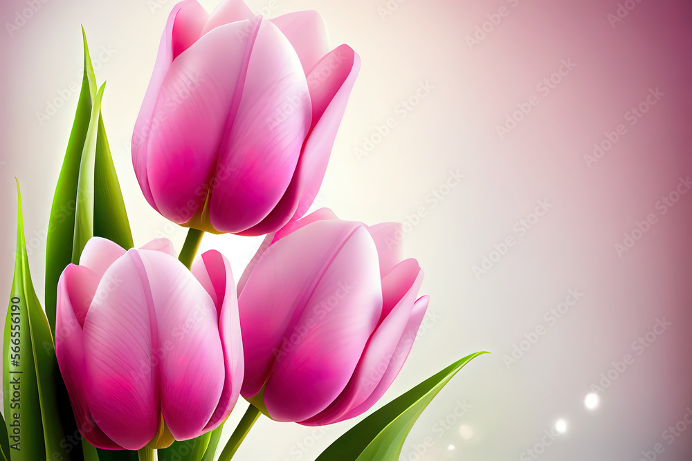 Pink tulips floral Background